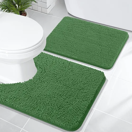 Vista 71 de OLANLY Juego de 2 alfombras de baño de felpilla suave y absorbente, antideslizantes, de secado rápido, lavables a máquina, accesorios de decoración