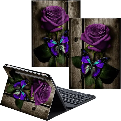 Vista 62 de Funda para Samsung Galaxy Tab S6 Lite 2022/2020 Teclado inalámbrico desmontable y cubierta de soporte de piel sintética Funda protectora