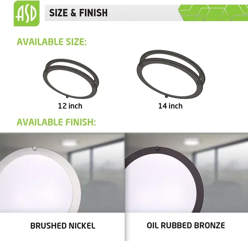 Vista 5 de ASD Lámpara de techo de montaje empotrado de 12 pulgadas, LED regulable cerca del techo, para cocina, pasillo, lavandería, bronce aceitado, 15 W