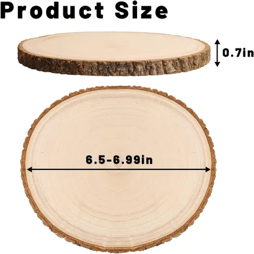 Vista 2 de Rodajas de madera para centros de mesa, discos redondos de madera para manualidades, círculos y losas de madera rústica, discos de madera