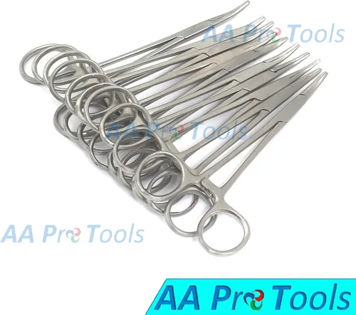 Vista 2 de AA PRO 10× Mosquito HEMOSTAT - Pinza curvada de 5 pulgadas, mango de bloqueo, instrumentos de recolección de calidad A+