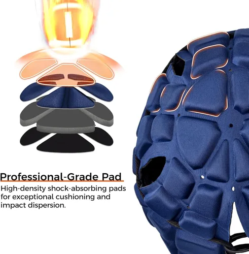 Vista 2 de COOLOMG Casco de Carcasa Suave para Flag Football Casco de Rugby 7v7 Gorra Scrum Protector de Cabeza Acolchado para Fútbol Ajustable para Jóvenes