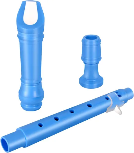 Vista 5 de Eastrock Grabadora de instrumentos de estilo alemán soprano azul 3 piezas para principiantes con varilla de limpieza, tabla de dedos, bolsa