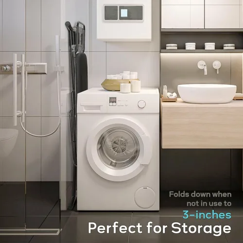 Vista 5 de RAINHOL - Tabla de planchar de tamaño completo, 43 x 13 pulgadas, tabla de planchar resistente con soporte para plancha y estante para ropa