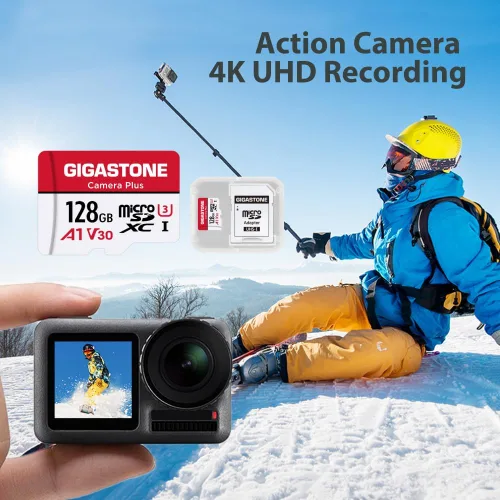 Vista 4 de Gigastone Tarjeta de memoria de la serie Camera Plus de 128 GB, velocidad de lectura de hasta 100 MB/s. Ideal para cámara Android Full HD Video