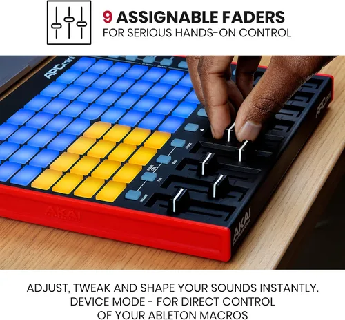 Vista 4 de Akai Professional APC Mini MK2 - Controlador USB MIDI Pad para lanzamiento de clips con Ableton Live Lite, 64 almohadillas RGB, modo de tambor