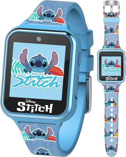 Disney Stitch - Reloj inteligente para niños con 10 caras personalizables, cámara, grabadora de voz, calculadora y contador de pasos, reloj