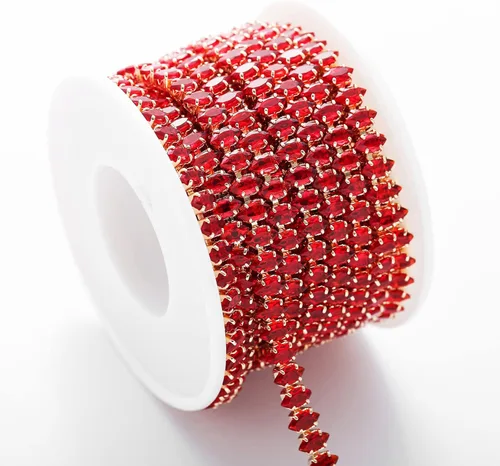 Vista 22 de 2 yardas de diamantes de imitación flotantes de cristal de circón para cerrar, cadena rectangular con cuentas para costura, manualidades, decoración