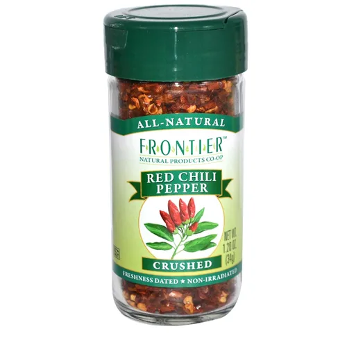 Vista 2 de Frontier Chili Peppers Red Crushed (15,000 unidades de calor), botella de 1.2 onzas