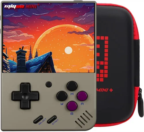 Regalo para Hombres Mujeres, Miyoo Mini Plus con Estuche Portátil, Consola de Juego de Mano Emulador Retro con WiFi y RTC, Rellenos de Media para
