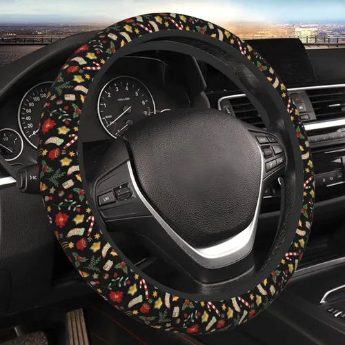 Vista 10 de Funda para volante navideña universal de 15 pulgadas, accesorios para auto, protector para mujeres y hombres