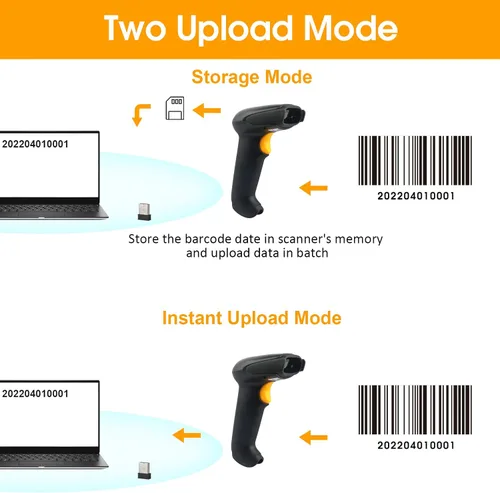 Vista 5 de Sumicor Escáner de código de barras inalámbrico, lector de código de barras automático láser 1D inalámbrico USB Escáner de código de barras de mano