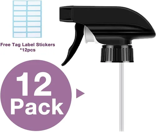 Vista 6 de AMORIX Boquilla pulverizadora de gatillo de botella de 12 piezas, boquilla de repuesto resistente con pulverizador de corriente de niebla, se adapta