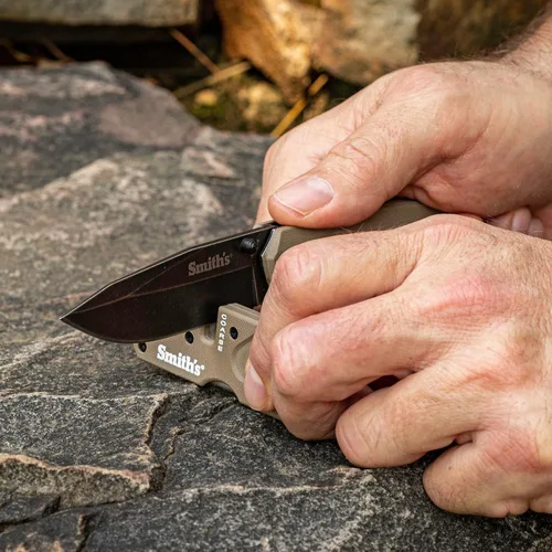 Vista 7 de Smith's 50995 Battleplan - Cuchillo de bolsillo - Bronceado - Hoja trasera de acero inoxidable de 3.35 pulgadas - Aleta fácil de abrir - Trabajo
