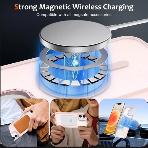 Vista 822 de Anuck - Funda magnética para iPhone 11 compatible con MagSafe, carcasa trasera mate translúcida dura, borde de TPU, delgada, resistente a impactos