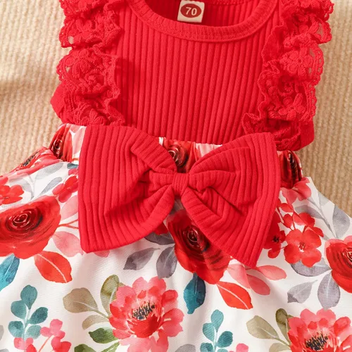 Vista 5 de Vestido de Navidad para bebé, traje de manga larga, con volantes, de reno, a cuadros, bordado, ropa de bebé casual para otoño