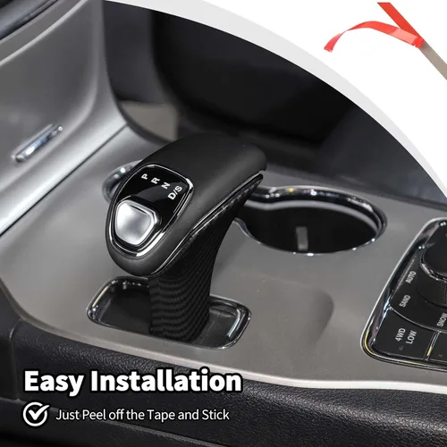 Vista 4 de JWWY Cubiertas para perillas de cambio Compatible con accesorios para Jeep Grand Cherokee 2014-2015 2 piezas Fibra de carbono
