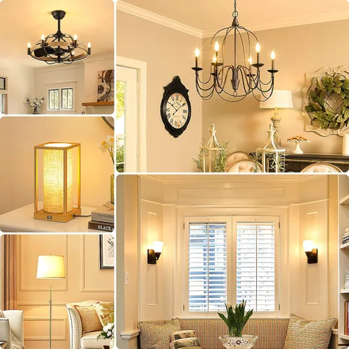 Vista 8 de Bombillas LED E12 para candelabros equivalentes a 40 vatios, bombillas vintage de 4 W regulables, bombilla ámbar blanco cálido de 350 lúmenes de luz