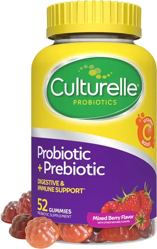 Culturelle Gomitas probióticas diarias para hombres y mujeres, probióticas + prebióticas con refuerzo de vitamina C, digestivo + apoyo