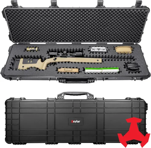 Eylar Funda rígida para rifle de 48 pulgadas equipada con inserto de espuma reticulada XP reconfigurable y reutilizable, impermeable, a prueba de