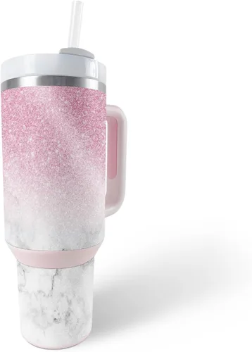 Vista 24 de MightySkins - Vaso con purpurina brillante compatible con Stanley The Quencher H2.0 FlowState de 40 onzas, mármol magma, acabado protector