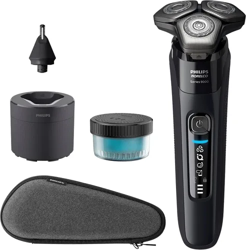 Philips Shaver Series 9000 - Afeitadora eléctrica en seco y húmedo, con sistema de afeitado de elevación y corte y tecnología SenseIQ, recortadora