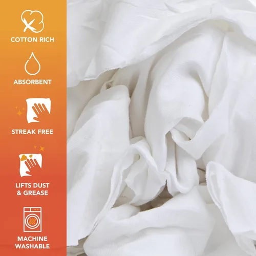 Vista 2 de Arkwright Premium - Trapos para camisetas a granel, bolsa de 5 libras, toallas de limpieza de algodón, paños de limpieza de punto de baja pelusa