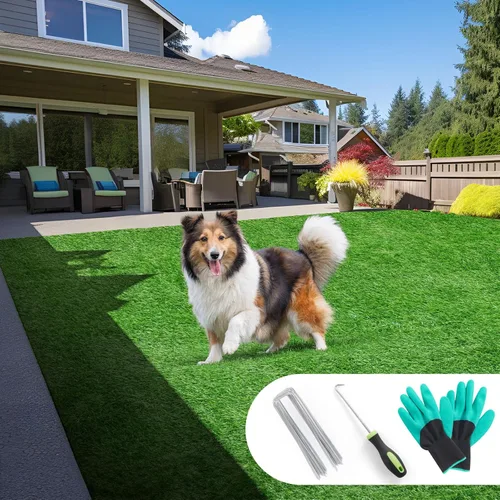 Vista 9 de LOOBANI Rollo de césped artificial sintético, césped artificial para baño de perro con agujeros de drenaje, alfombra de césped artificial