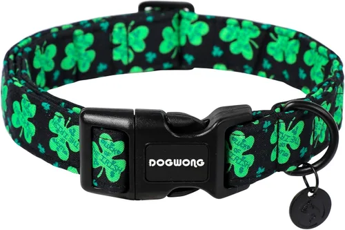 Vista 157 de DOGWONG Collar de algodón y cáñamo para perros, collar rosado resistente ajustable de tela natural suave para mascotas, lindo collar de boda