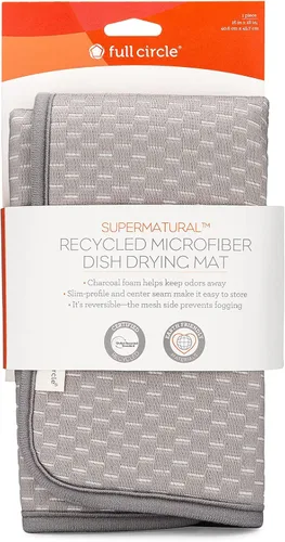 Vista 2 de Full Circle Supermatural Dish - Accesorios para fregadero de cocina, tapete de microfibra reciclada, color gris