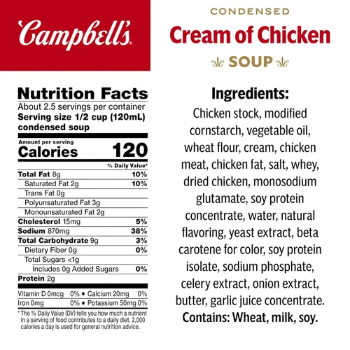 Vista 2 de Campbell's Sopa Condensada Crema de Pollo, Lata de 10.5 oz