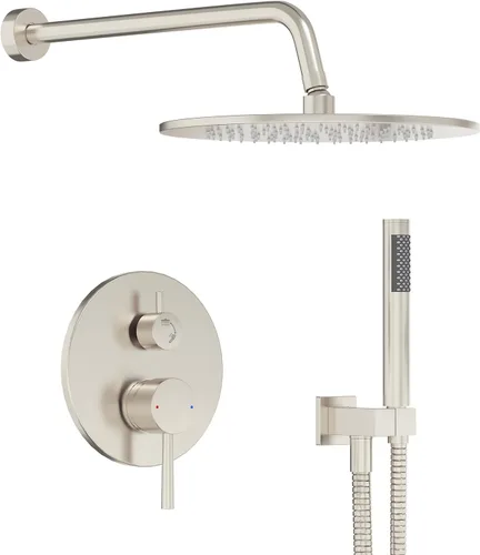Gabrylly Sistema de ducha, juego de grifo de ducha montado en la pared con válvula de ducha, cabezal de ducha de lluvia de alta presión de 10 Níquel