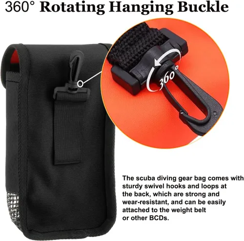 Vista 6 de Bolsa de equipo de buceo, bolsa de seguridad para equipo de malla SMB, carrete de dedo, bolsa de transporte de bolsillo