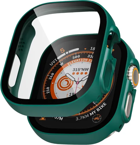 Vista 21 de Juego de 2 fundas de policarbonato duro para Apple Watch Series 9/8/7, protector de pantalla de 45 mm, con protector de pantalla de vidrio templado