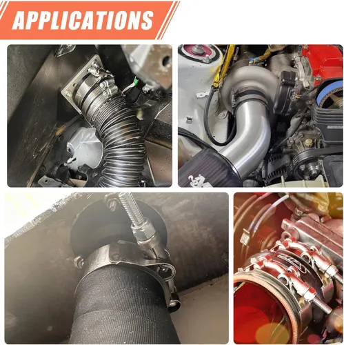 Vista 6 de Paquete de 4 abrazaderas de manguera con perno en T de 1 pulgada, abrazadera de entrada turbo de acero inoxidable 304, rango de trabajo de 1.26 a