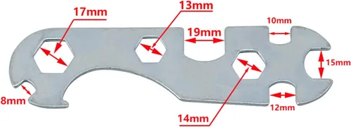 Vista 7 de Llave de montaña de ciclo de bicicleta de múltiples agujeros portátil Herramientas para reparación Llave plana Llave de acero multiherramienta