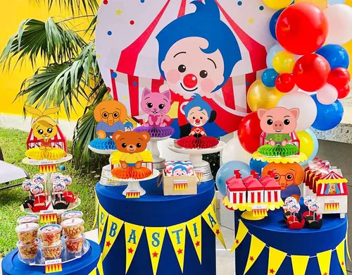 Vista 4 de TUWUNA Juego de 6 centros de mesa Plim Plim Plim para centros de mesa Plim Plim Honeycomb para fiesta de cumpleaños Plim Plim suministros