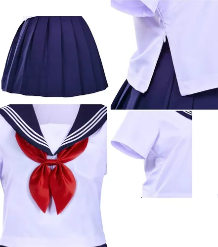 Vista 4 de Disfraz clásico de uniforme tipo marinero de escuela japonesa para niñas uniforme de disfraces de anime cosplay con calcetines