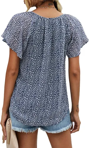 Vista 5 de Mansy - Blusas sueltas de verano con cuello en V y estampado floral para mujer