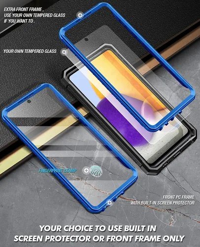 Vista 4 de Poetic Spartan - Funda protectora para Samsung Galaxy A72, con protector de pantalla integrado compatible con identificación de huellas dactilares