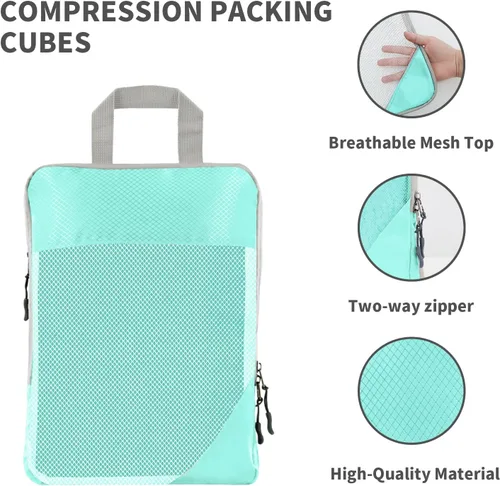 Vista 3 de BRAQ Juego de 6 cubos de compresión para maletas, bolsas organizadoras de viaje para equipaje, bolsas de compresión de viaje para empacar como
