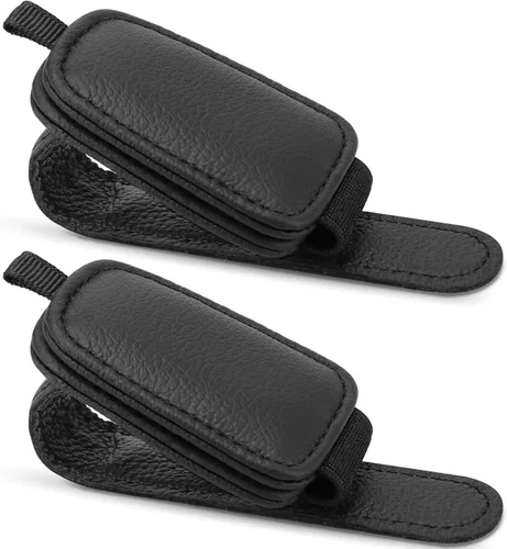 Vista 8 de Soportes para gafas de sol para parabrisas de coche, 1 paquete de clip magnético de cuero para parabrisas de coche, soporte para gafas de sol