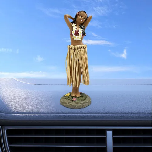 Vista 4 de Tablero hawaiano de muñeca bailarina, centros de mesa de niña, mini decoraciones de tablero de instrumentos para tablero de automóvil, hogar