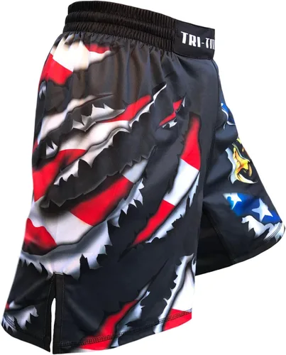 Vista 3 de USA Ultimate Eagle Fight Shorts para jóvenes y hombres- Negro