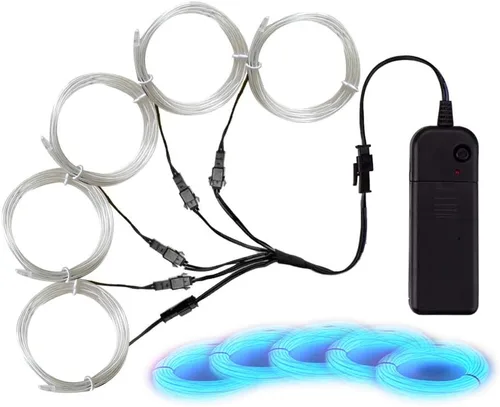 Vista 8 de MaxLax Cable EL, luces de neón portátiles, cable EL 5 en 3.3 ft, alambre electroluminiscente para decoración de Halloween, fiesta de Navidad