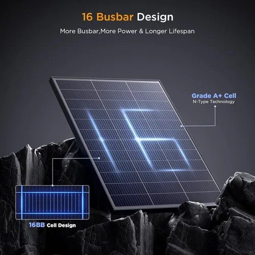 Vista 4 de N-Type 16BB - Panel solar de 100 W, panel solar de 100 W con 25% de módulo fotovoltaico monocristalino de alta eficiencia, compacto que ahorra