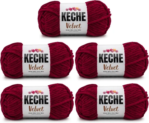 Vista 85 de Keche Hilo de terciopelo para ganchillo, manta de felpilla suave, voluminosa, hilo amigurumi, 3.53 oz (132 yardas), color azul bebé