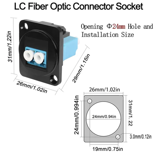 Vista 6 de QIANRENON Adaptador de montaje en panel de fibra LC Conector de fibra óptica LC Módulo acoplador de fibra LC Montaje en panel/D-Panel XLR