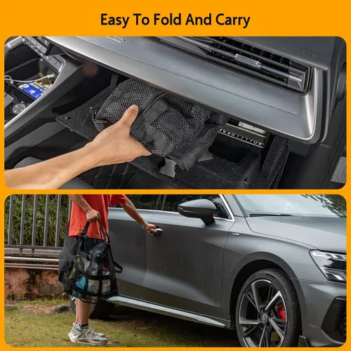 Vista 8 de Red de carga para techo de coche con 3 bolsillos, organizador de malla de almacenamiento para techo de coche de 79.9 x 54.9 cm, red de malla