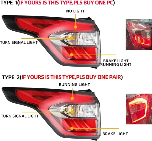 Vista 5 de Dasbecan Conjunto de luz trasera izquierda del lado del conductor con bombilla compatible con Ford Escape Kuga 2017 2018 2019 lámpara trasera